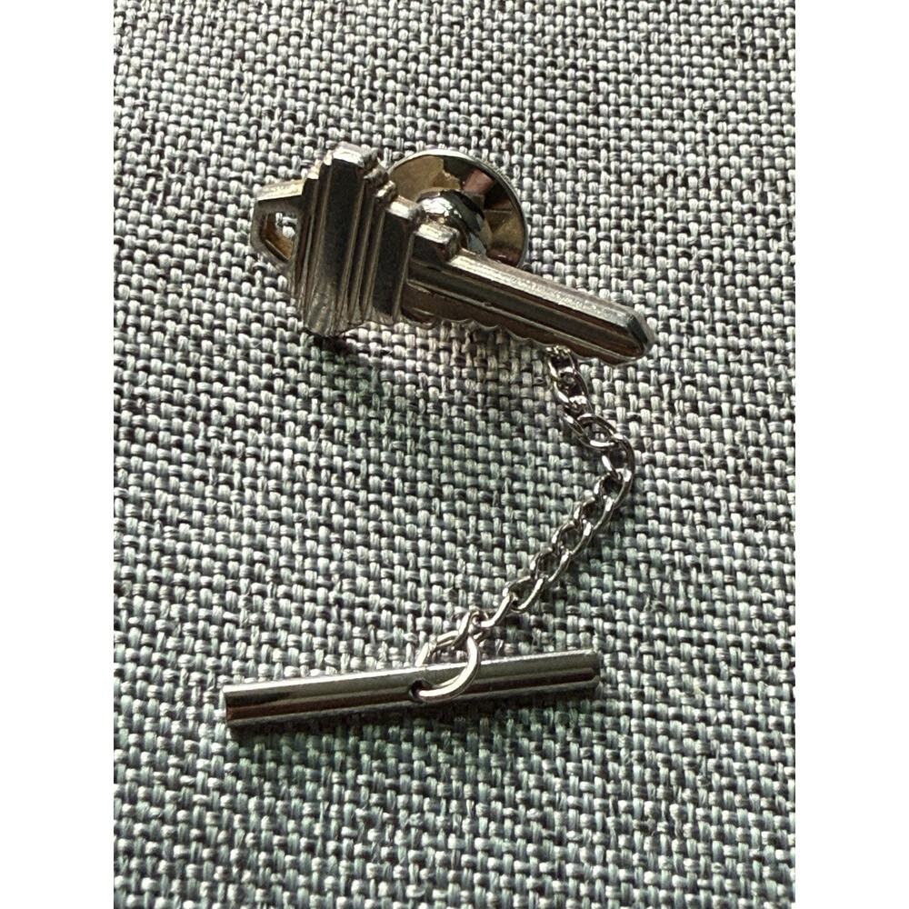 Vintage Door Key Tie Pin Gold Tone Career Office Realtor Agent Locksmith